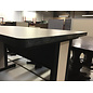 29 1/2x47 1/2x30” Grey laminate black trim computer table - some wear 9/23/26