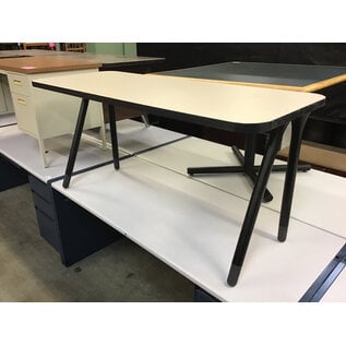 24x60x28 Beige laminate top black trim angled metal legs computer table 9/23/26