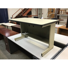 24x48x27” Beige laminate top beige metal frame computer table black trim - some wear 9/23/26
