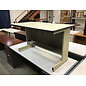 24x48x27” Beige laminate top beige metal frame computer table black trim - some wear 9/23/26
