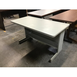 24x48x27” Beige laminate top beige metal frame computer table - some wear 9/23/26