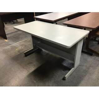 24x48x27” Beige laminate top beige metal frame computer table - some wear 9/23/26