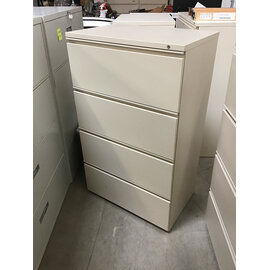 19 1/2x29 1/2x49 1/2” Tan metal 4 drawer lateral file cabinet 9/28/26