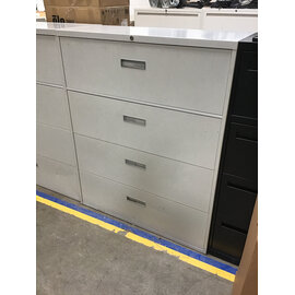 18x42x52 1/2 Light grey metal 4 drawer lateral file cabinet 9/28/26