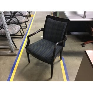Blue stitched pattern dark wood frame side chair 9/30/26