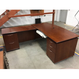 36x72” Wood L shaped curved desk with 23x48” left return - some scuffs 9/30/26