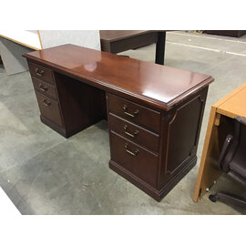 21x66x30 1/2” Cherry color double pedestal credenza - some scratches 9/30/26