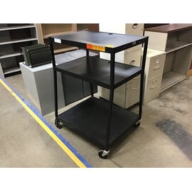 32x27x44 Black metal 3 tier TV cart on castors 10/13/26