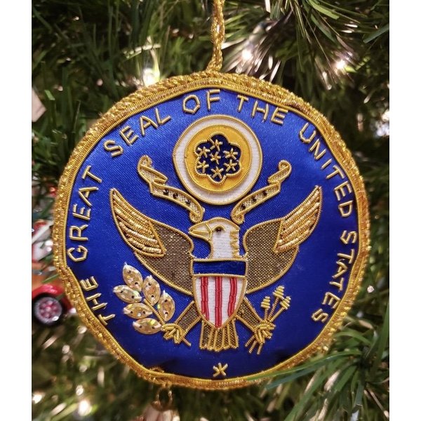 Holiday Presidential Seal Satin Ornament w/LBJ Presidential LIbrary