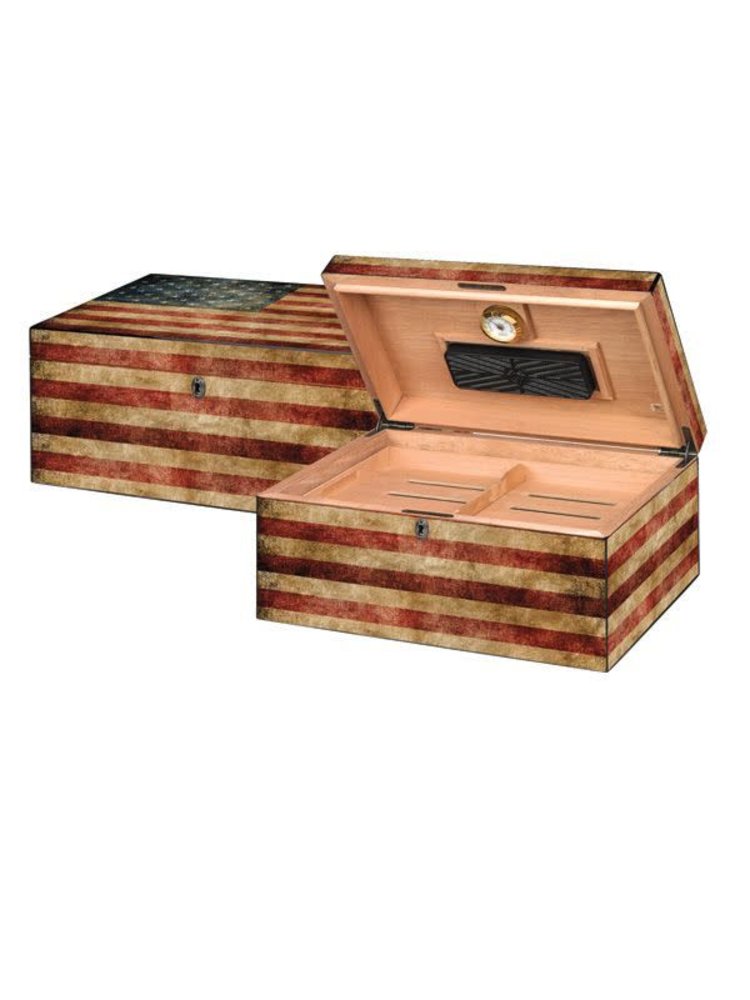 Quality Importers Humidor Supreme "Old Glory" Humidor Holds 100 The