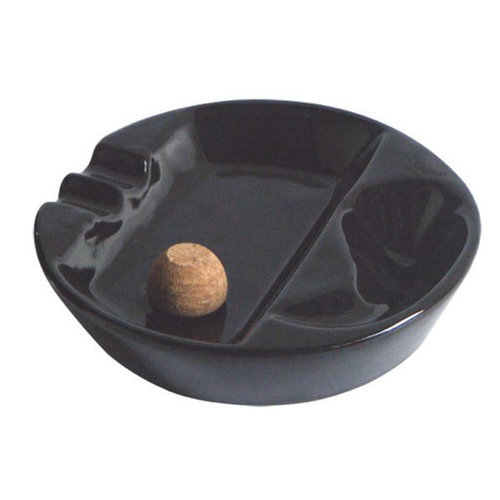 Black Ceramic 1 Pipe Ashtray w/knocker P904 Black Ceramic 1 Pipe Ashtray w/knocker P904