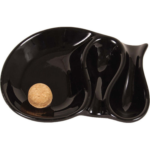Black Ceramic 2 Pipe Ashtray w/knocker P903 Black Ceramic 2 Pipe Ashtray w/knocker P903