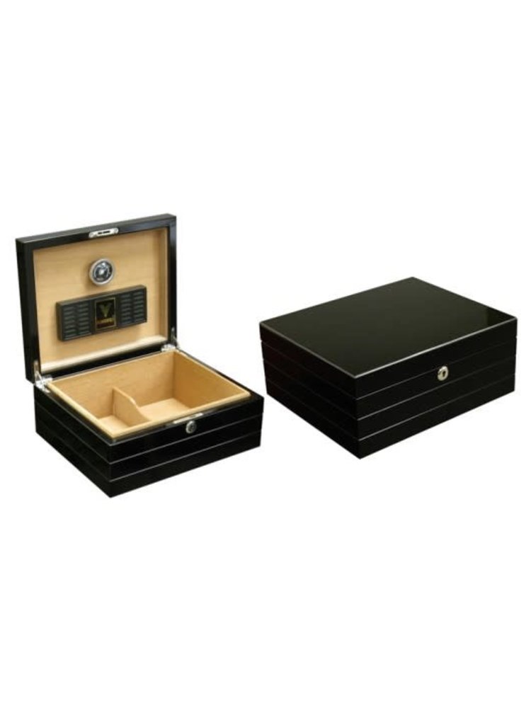 Prestige Imports Onyx - High Gloss Black Humidor - Holds 50 cigars