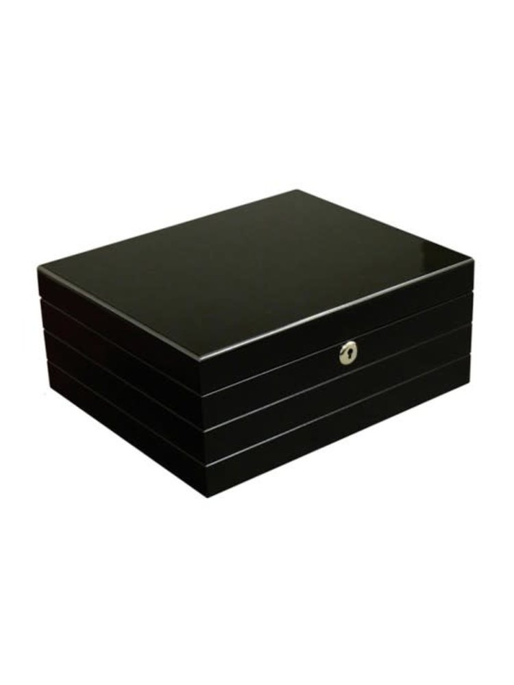 Prestige Imports Onyx - High Gloss Black Humidor - Holds 50 cigars