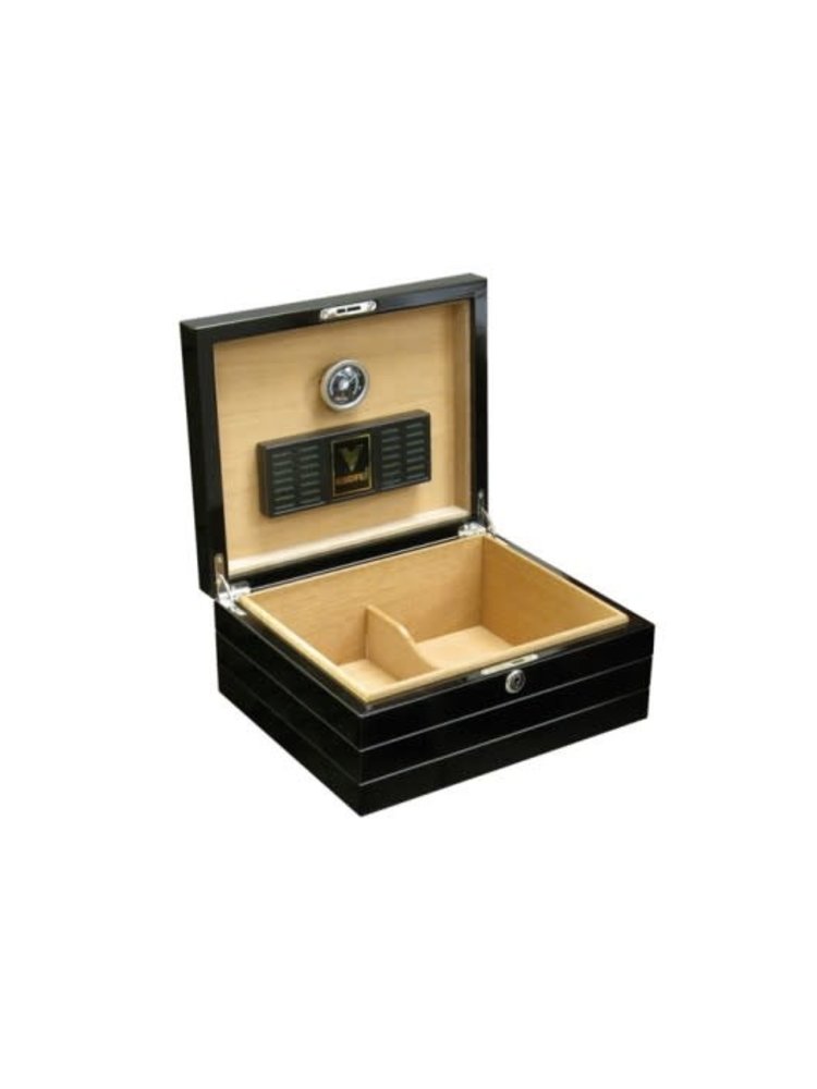 Prestige Imports Onyx - High Gloss Black Humidor - Holds 50 cigars