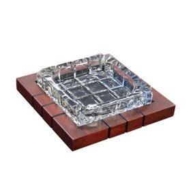 Prestige Imports Wood and Crystal Cigar Ashtray