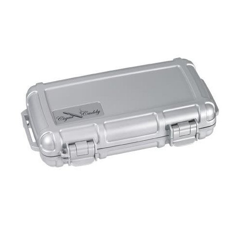 Cigar Caddy Cigar Caddy Travel Humidor - Holds 5 - Silver Cigar Caddy Cigar Caddy Travel Humidor - Holds 5 - Silver