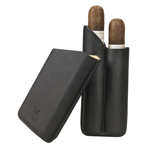 Lotus Lotus 2 Finger Cigar Case (70 ring) - Black Leather Lotus Lotus 2 Finger Cigar Case (70 ring) - Black Leather
