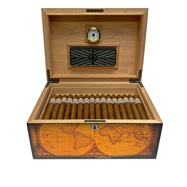 Quality Importers Old World Humidor - Maple Finish - Holds 100