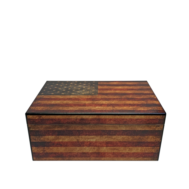 Quality Importers Capri "Old Glory" Humidor - Holds 50 cigars