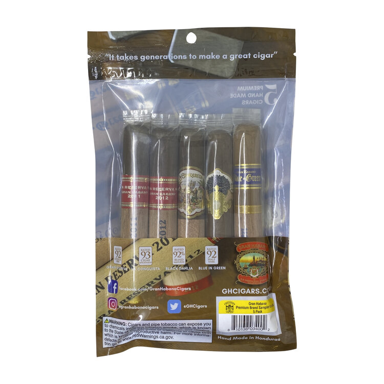 Gran Habano Gran Habano Fresh Pack Sampler - Premium Brand - 5 Pack
