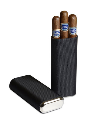 Craftsman's Bench CB Cigar Case 54 Ring Black w/ Silver 3 Cigar Churchill