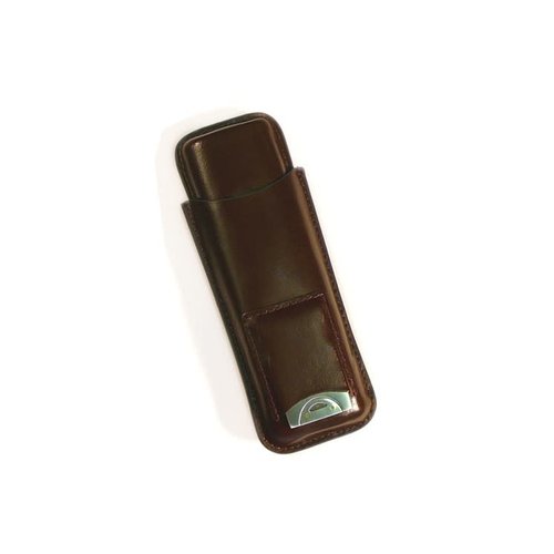 Prestige Imports Brown Leather 2 Cigar Case with Cutter Prestige Imports Brown Leather 2 Cigar Case with Cutter