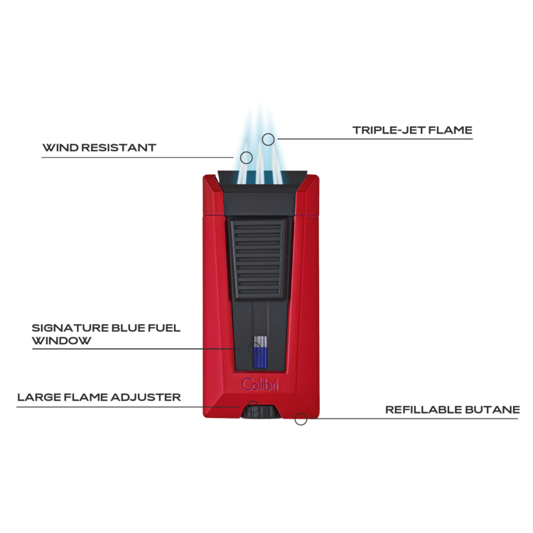 Colibri Colibri Stealth Triple Lighter - Red and Black