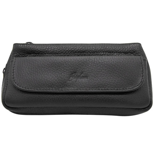 Brigham 2 Pipe Black Leather Case - Revolucion Lifestyles