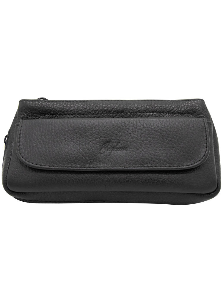 Brigham Pipes Brigham 1 Pipe Case and Tobacco Pouch - Black Leather