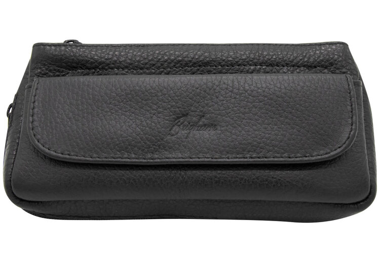 Brigham Pipes Brigham 1 Pipe Case and Tobacco Pouch - Black Leather