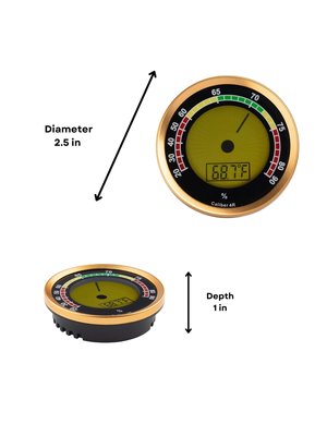 Cigar Oasis Caliber 4R Digital Hygrometer - Gold Bezel