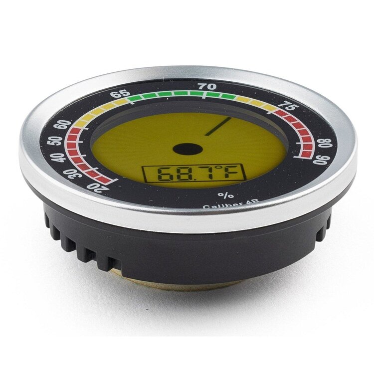 Cigar Oasis Caliber 4R Digital Hygrometer - Silver Bezel