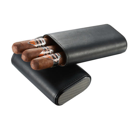 Visol Accessories Visol Burgos 3 Finger Leather Cigar Case - Black
