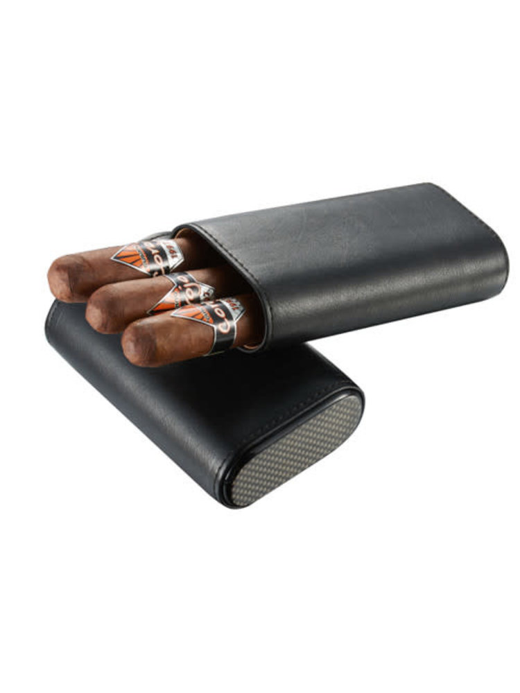 Visol Accessories Visol Burgos 3 Finger Leather Cigar Case - Black