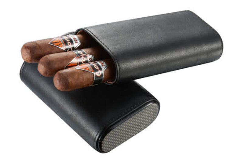 Visol Accessories Visol Burgos 3 Finger Leather Cigar Case - Black
