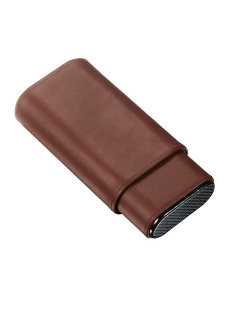Best genuine Leather 2 Finger Cigar Case in Dark Brown