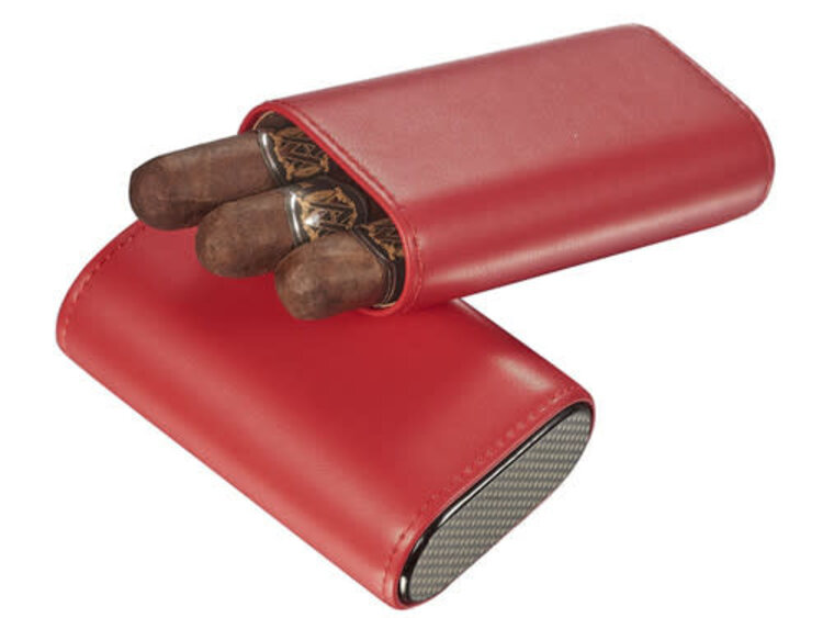 Visol Accessories Visol Burgos 3 Finger Leather Cigar Case - Red