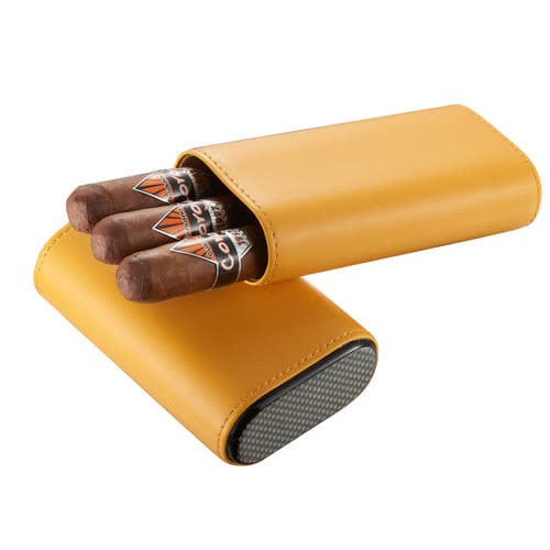 Visol Accessories Visol Burgos 3 Finger Leather Cigar Case - Yellow