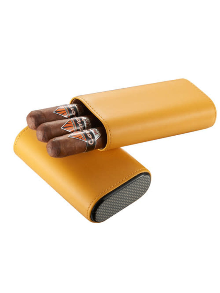 Visol Accessories Visol Burgos 3 Finger Leather Cigar Case - Yellow