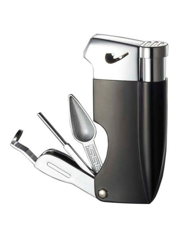 Visol Accessories Visol Poseidon Soft Flame Pipe Lighter - Black