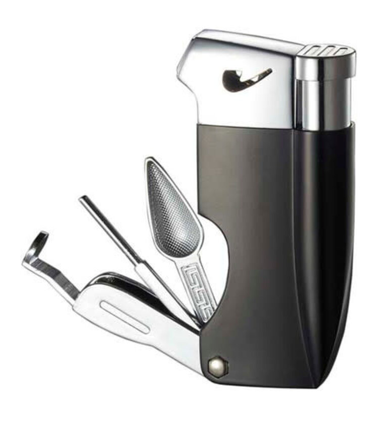 Visol Accessories Visol Poseidon Soft Flame Pipe Lighter - Black