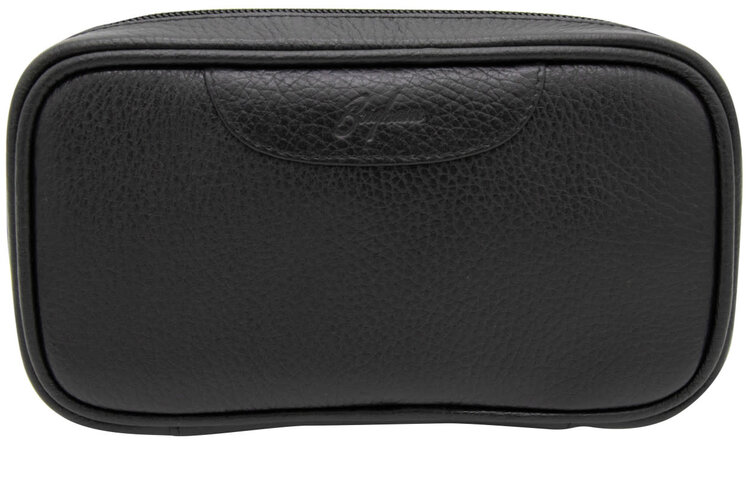 Brigham Pipes Brigham 2 Pipe Case and Tobacco Pouch - Black Leather