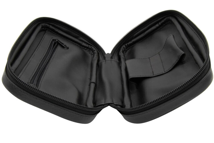Brigham Pipes Brigham 2 Pipe Case and Tobacco Pouch - Black Leather
