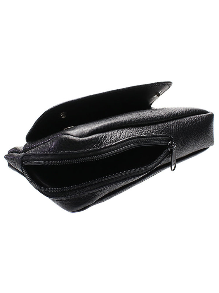 Brigham Pipes Brigham 1 Pipe Case and Tobacco Pouch - Black Leather