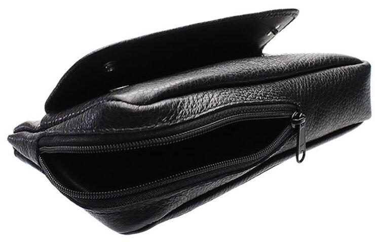 Brigham Pipes Brigham 1 Pipe Case and Tobacco Pouch - Black Leather
