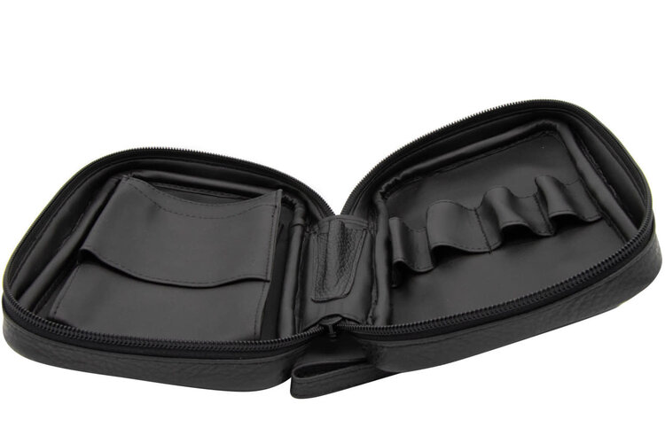 Brigham Pipes Brigham 4 Pipe Case - Black Leather