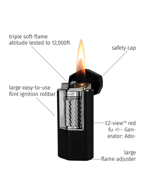 Xikar XIKAR Meridian Flint Lighter - Black Matte and Gunmetal