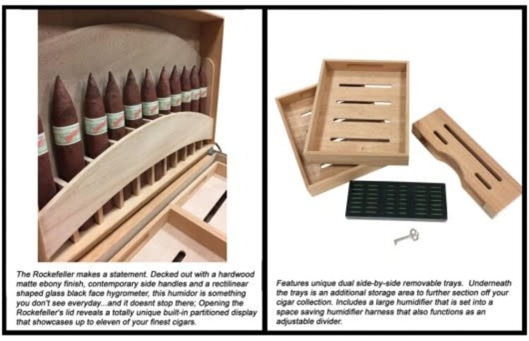 Prestige Imports Rockefeller - Ebony Matte - Holds 130 cigars