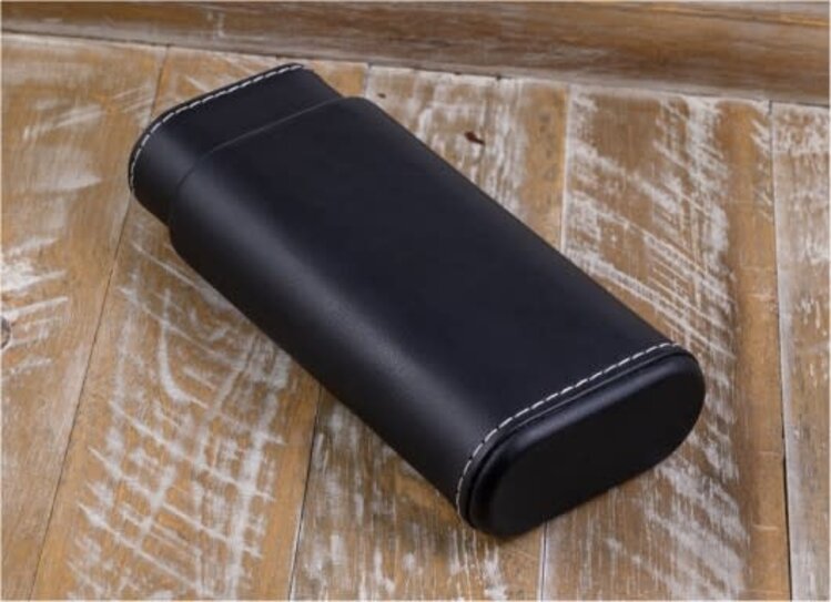 Prestige Imports Prestige Black Leather 3 Cigar Case